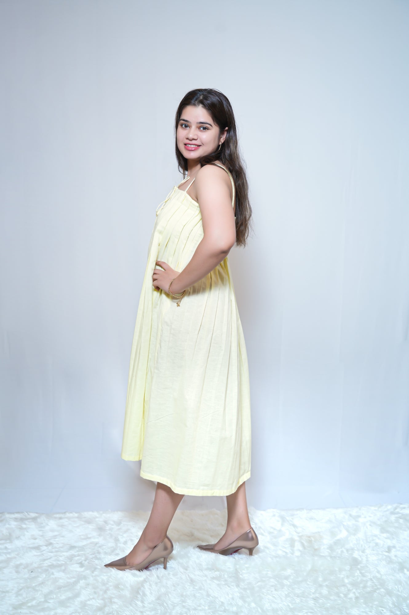 ''LEMON LIGHT LINEN DRESS''