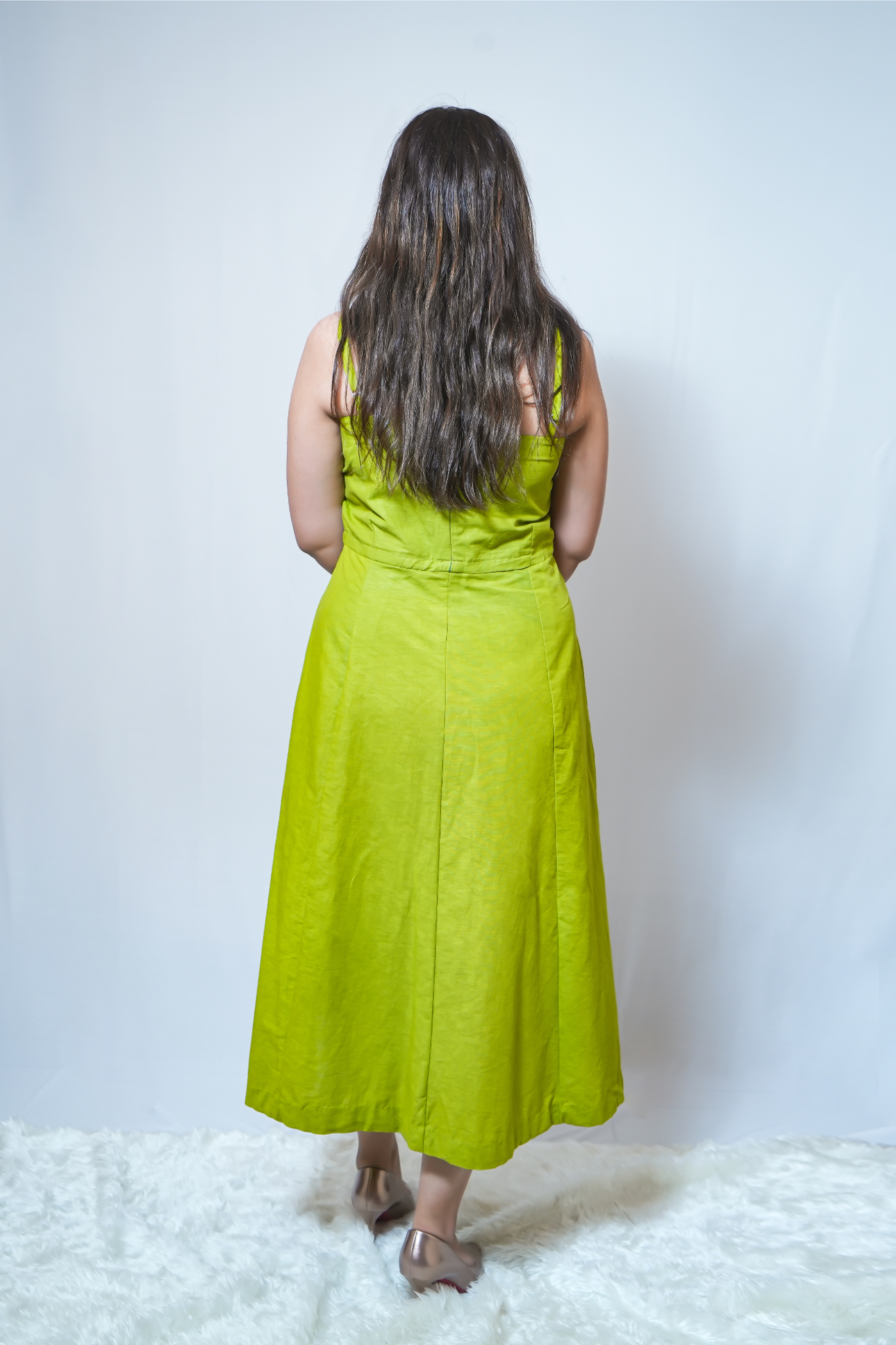 ''LIME BREEZE - PlAIN LINEN DRESS''