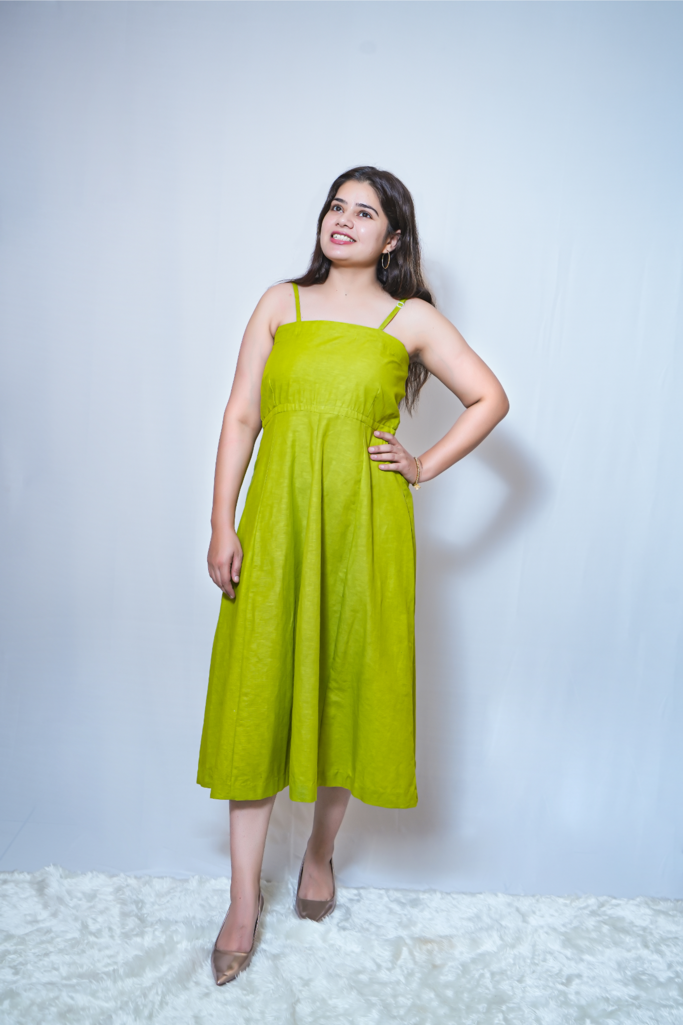 ''LIME BREEZE - PlAIN LINEN DRESS''