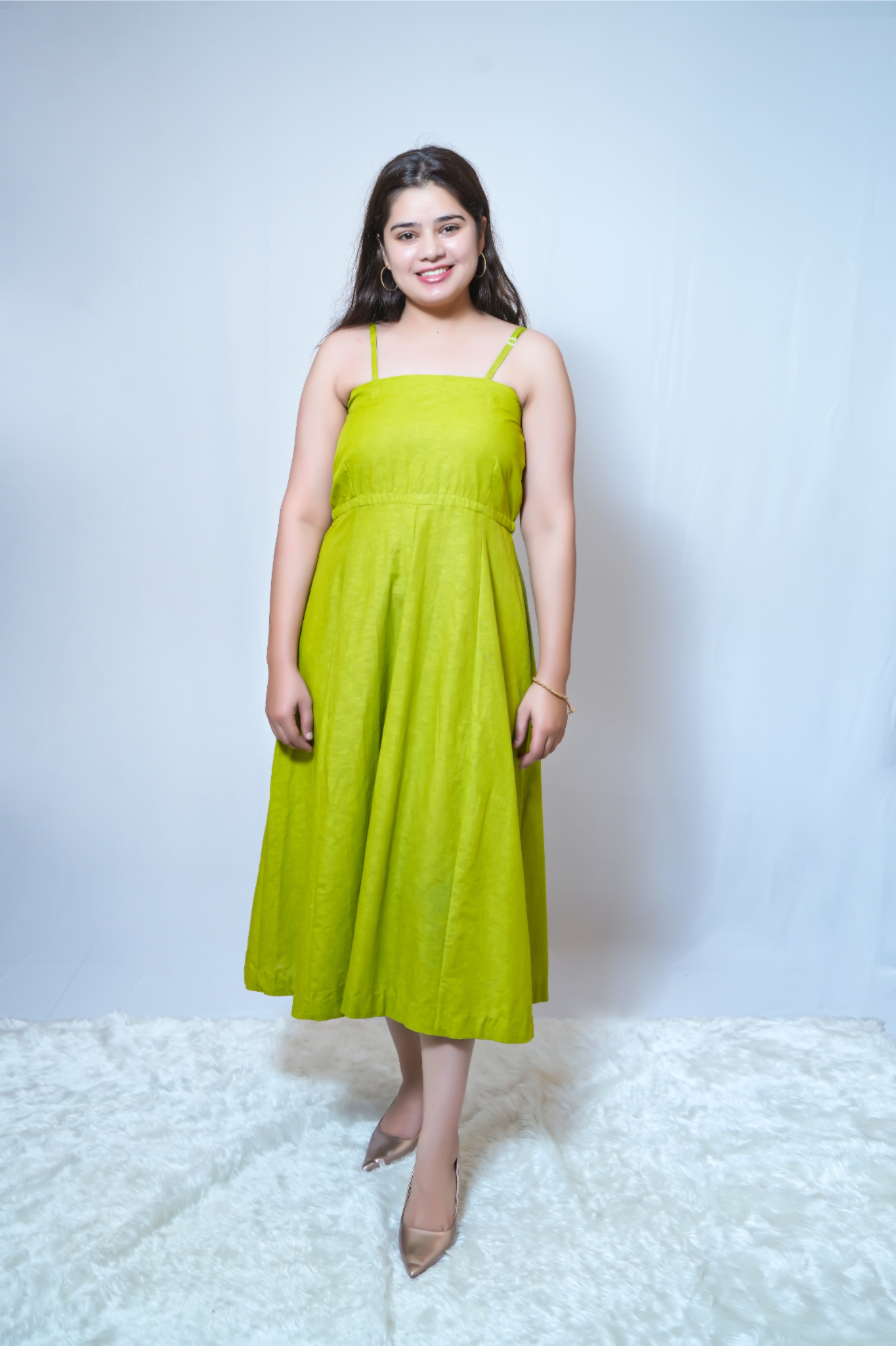 ''LIME BREEZE - PlAIN LINEN DRESS''